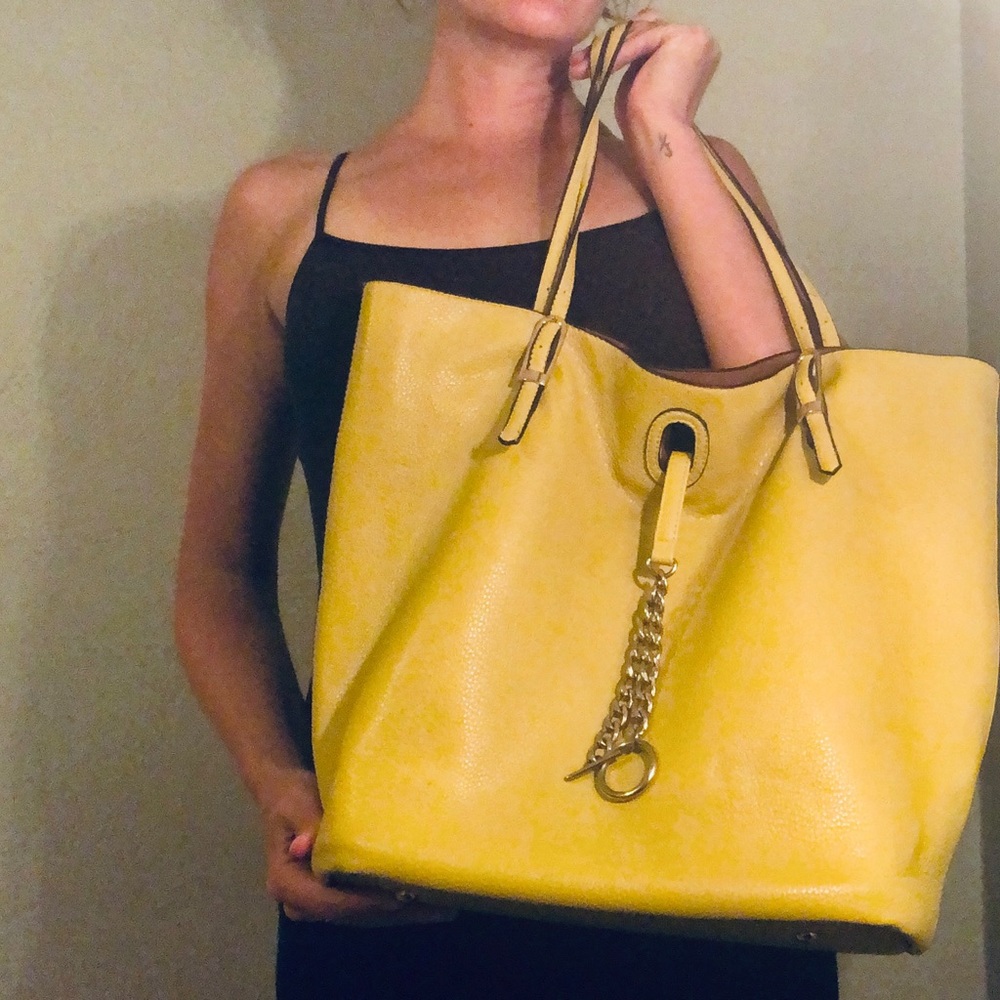 Stunning yellow faux leather tote